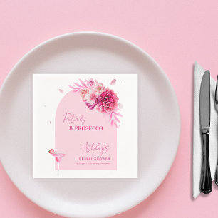 Petals and Prosecco Hot Pink Floral Bridal Shower Napkin