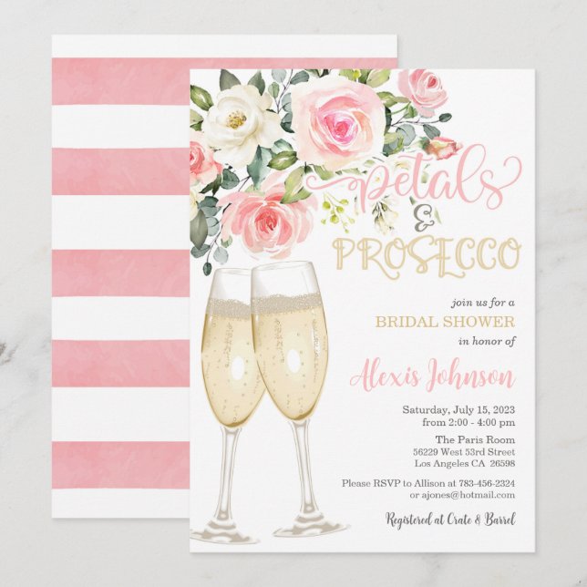 Petals and Prosecco Invitation (Front/Back)