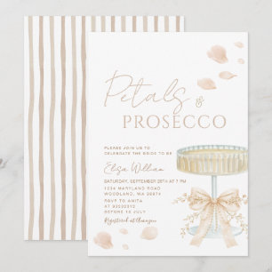 Petals and Prosecco Ivory Bow Bridal Shower Invitation