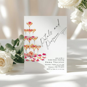 Petals and Prosecco minimal Modern Bridal Shower Invitation