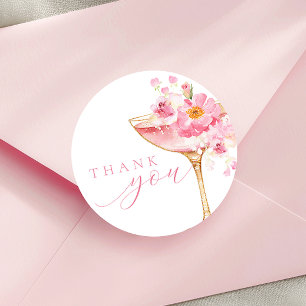 Petals and Prosecco Pink Bridal Shower Classic Round Sticker