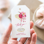 Petals and Prosecco Pink Bridal Shower Favour Gift Tags<br><div class="desc">These Petal and Prosecco Bridal Shower Thank You Favour Tags are the perfect finishing touch to your wedding shower favours. With their elegant design featuring delicate flowers and a glass of bubbly, they are sure to leave a lasting impression on your guests. Use them to thank your guests for sharing...</div>