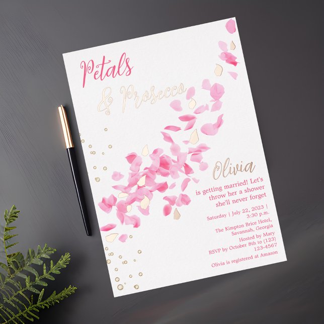 Petals and Prosecco Pink  Bridal Shower Invitation (Creator Uploaded)