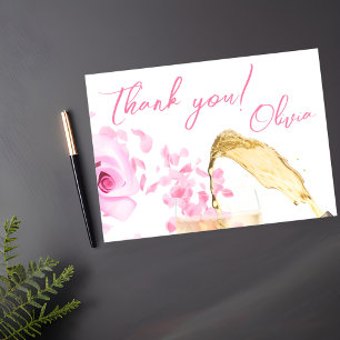 Petals and Prosecco Pink Bridal Shower Thank You Card