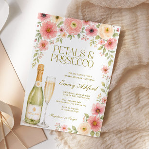 Petals and Prosecco Pink Floral Bridal Shower Invitation