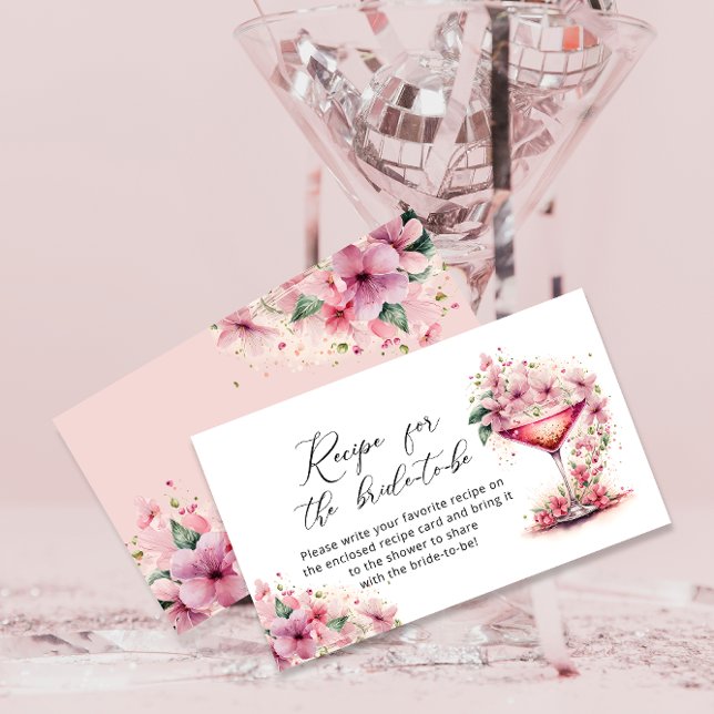 Petals and Prosecco Pink Floral Recipe Enclosure Card (Creator Uploaded)