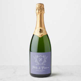 Petals and Prosecco Regency Purple Bridal Shower Sparkling Wine Label