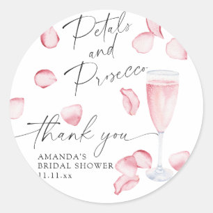 Petals and Prosecco - thank you bridal shower Classic Round Sticker