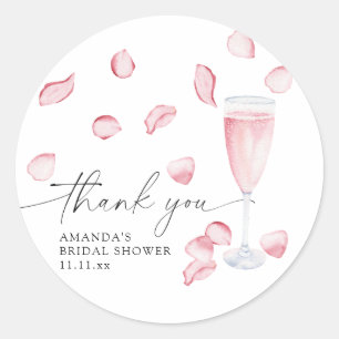 Petals and Prosecco - thank you bridal shower Classic Round Sticker