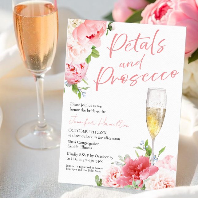 Petals and Prosecco |  Watercolor Bridal Shower Invitation (Creator Uploaded)