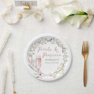 Petals and Prosecco Wedding Bridal Shower Paper Plate