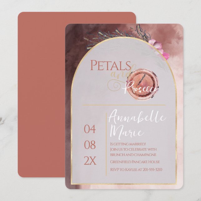 Petals and Prosecco Wedding Shower Save The Date (Front/Back)
