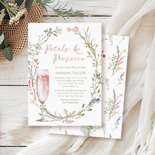 Petals and Prosecco Wildflower Bridal Shower Invitation