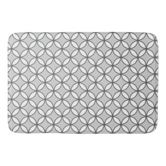 Petals circles diamonds  pattern greys and white bath mat