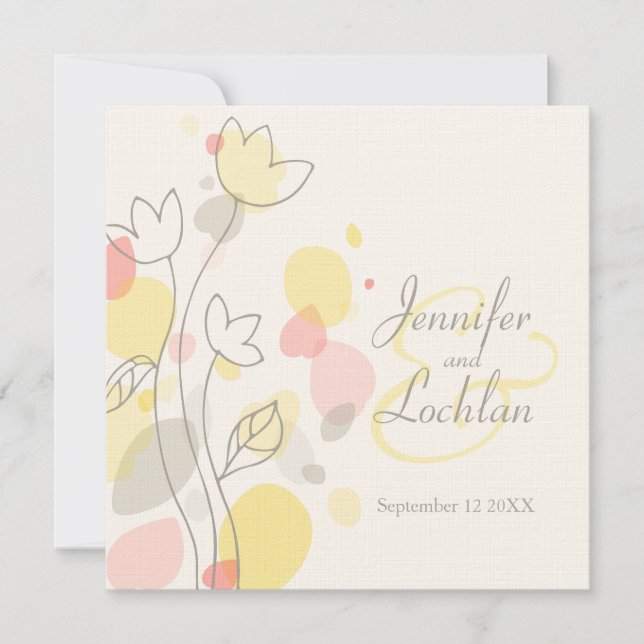 Petals confetti flower square wedding invite (Front)