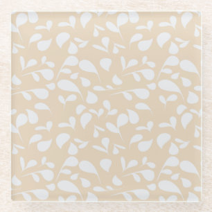 Petals Coral & White Glass Coaster