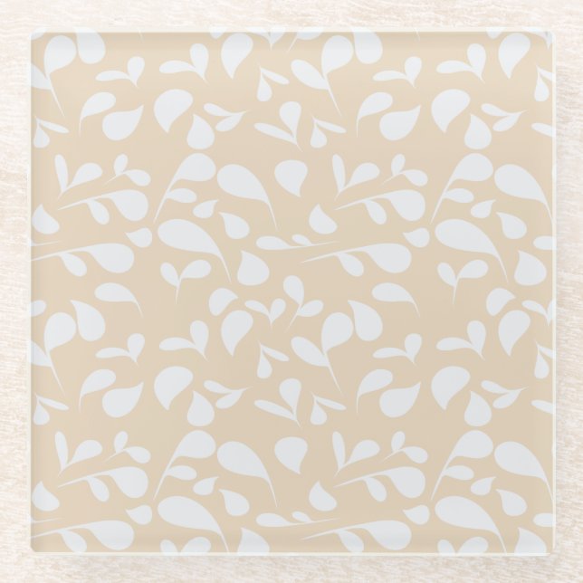 Petals | Coral & White Glass Coaster (Front)