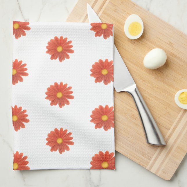 Petals in Motion – Vibrant Flower Graphic Tea Towel (Quarter Fold)