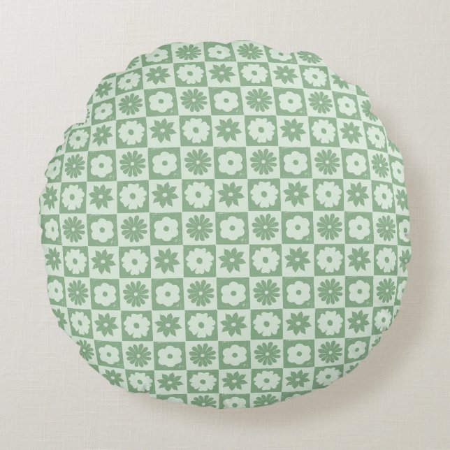 Petals In Silence 03. Floral Pattern. Round Cushion (Front)