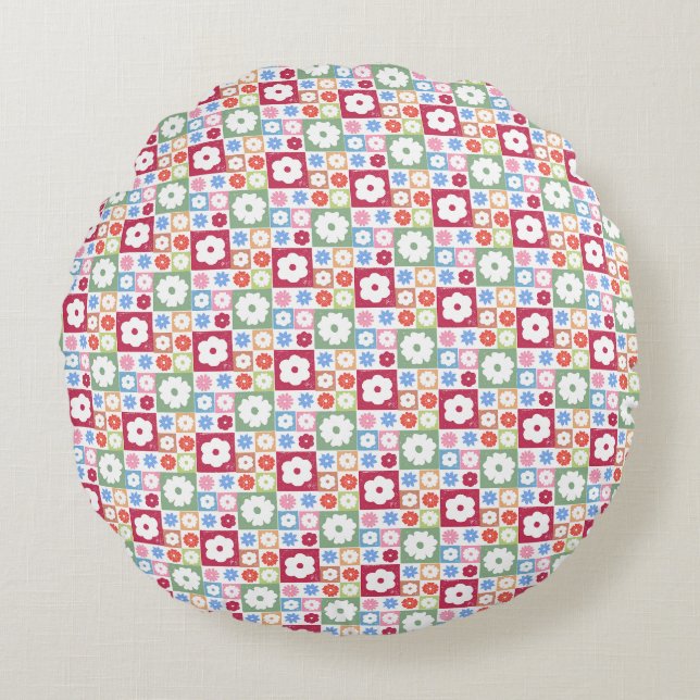 Petals In Silence 05. Floral Pattern. Round Cushion (Front)