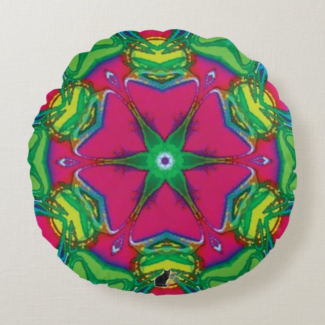Petals Kaleidoscope  Round Cushion (Front)