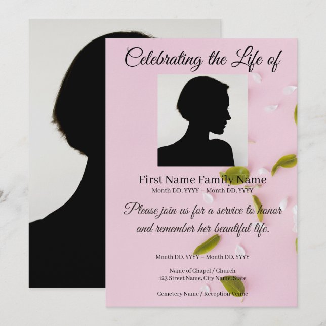 Petals memorial invitation (Front/Back)