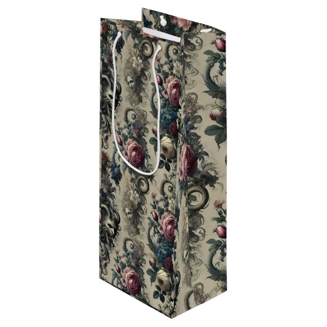 Petals of Decadence – Gothic Baroque  Wine Gift Bag (Front Angled)