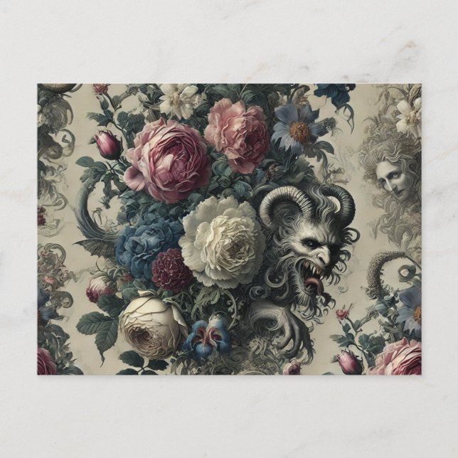 Petals of Decadence – Gothic Victorian Holiday Postcard (Front)