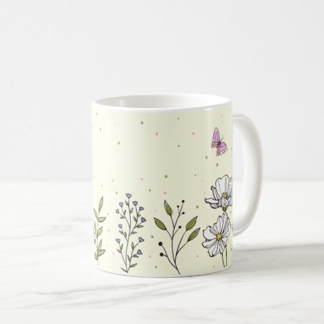 Petals & Pastels | Cute Floral Coffee Mug (Front Right)