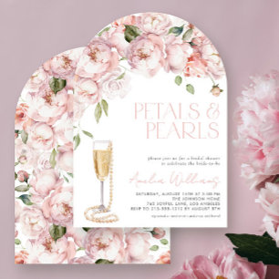 Petals & Pearls Modern Pink Floral Bridal Shower Invitation