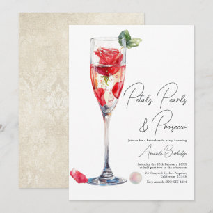 Petals, Pearls & Prosecco Bachelorette Party Invitation