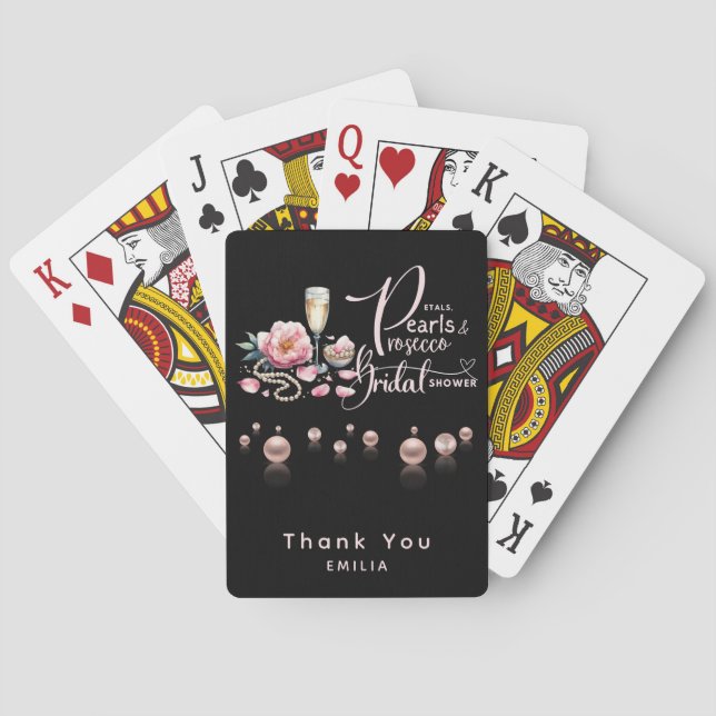 Petals Pearls Prosecco Favours Bridal Shower Playing Cards (Back)