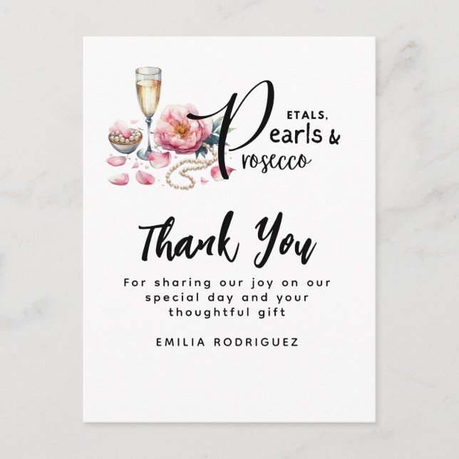 Petals Pearls Prosecco Favours Bridal Shower Postcard (Front)