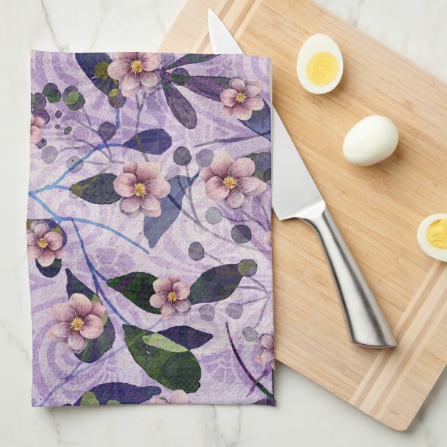 Petals & Poetry - Nature Inspired Floral Art -  Tea Towel (Quarter Fold)