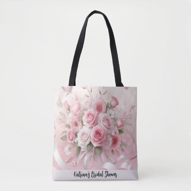 Petals & Promises: A Pinkish Rose Bridal Shower  Tote Bag (Front)