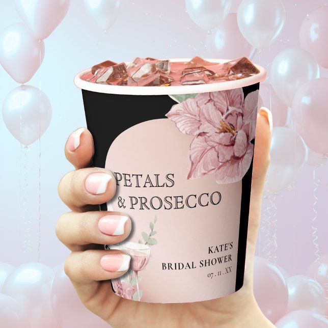 Petals & Prosecco Black & Rose Gold Bridal Shower Paper Cups (Petals & Prosecco Black & Rose Gold Bridal Shower Paper Cups
)