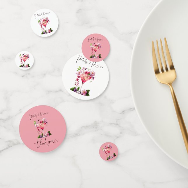 Petals & Prosecco Blush Pink Floral Bridal Shower Confetti (Group)