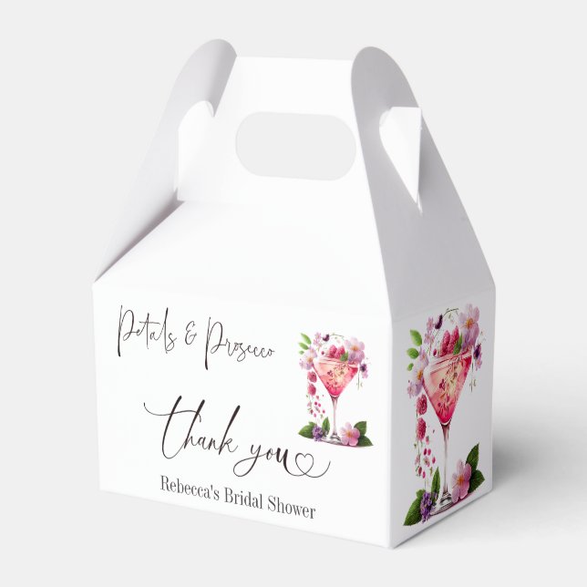 Petals & Prosecco Blush Pink Floral Bridal Shower Favour Box (Front Side)
