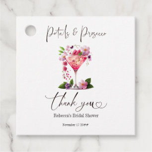 Petals & Prosecco Blush Pink Floral Bridal Shower Favour Tags