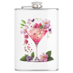 Petals & Prosecco Blush Pink Floral Bridal Shower  Hip Flask