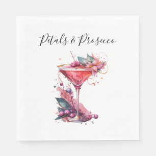 Petals & Prosecco Blush Pink Floral Bridal Shower  Napkin