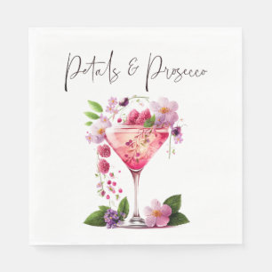 Petals & Prosecco Blush Pink Floral Bridal Shower  Napkin