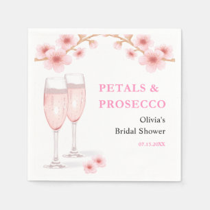Petals & Prosecco Blush Pink Floral Bridal Shower Napkin
