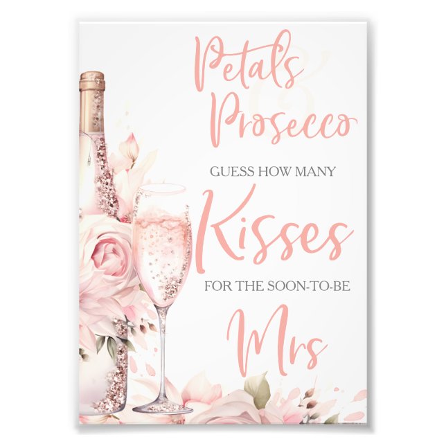 Petals & Prosecco Blush Pink Floral Bridal Shower Photo Print (Front)