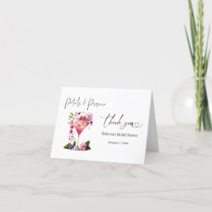 Petals & Prosecco Blush Pink Floral Bridal Shower Thank You Card