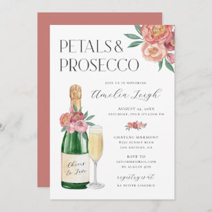 Petals & Prosecco Blush Pink Floral Invitation
