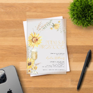 Petals & Prosecco Boho Sunflower Bridal Shower Acrylic Invitations