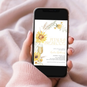 Petals & Prosecco Boho Sunflower Bridal Shower Invitation