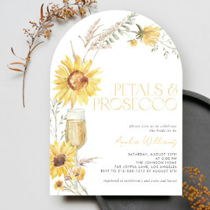 Petals & Prosecco Boho Sunflower Bridal Shower Invitation