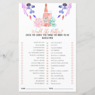 Petals & Prosecco Bridal Game Would She Rather